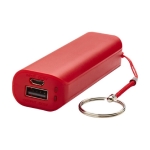 Colourful promotional powerbank with keyring, 1,200 mAh red colour