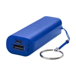 Colourful promotional powerbank with keyring, 1,200 mAh royal blue colour