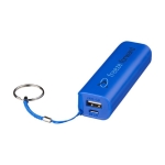 Colourful promotional powerbank with keyring, 1,200 mAh royal blue colour