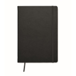 Hardcover notebook with lined pages made of recycled paper, A5 black colour second view