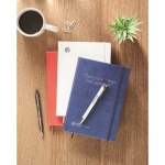 Hardcover notebook with lined pages made of recycled paper, A5 blue colour