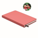 Eco notebook with plant seeds and lined recycled paper, A5 red colour