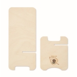 2-piece wooden mobile phone stand with pine seeds wood colour fourth view