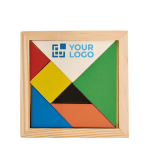 Colourful wooden tangram game to gift wood colour view with print area