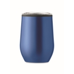 Double-walled steel drinking cup with transparent lid, 350 ml blue colour fifth view