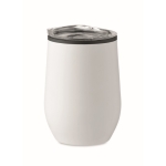 Double-walled steel drinking cup with transparent lid, 350 ml white colour second view