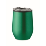 Double-walled steel drinking cup with transparent lid, 350 ml green colour second view