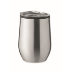 Double-walled steel drinking cup with transparent lid, 350 ml matt silver colour second view