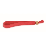 Polyester fabric wristband with bamboo clasp red colour