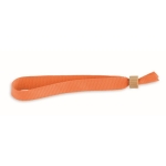 Polyester fabric wristband with bamboo clasp orange colour