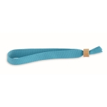 Polyester fabric wristband with bamboo clasp turquoise colour