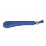 Polyester fabric wristband with bamboo clasp royal blue colour