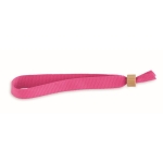 Polyester fabric wristband with bamboo clasp fuchsia colour