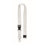 Lanyard with removable buckle and safety lock white colour second view