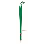 Lanyard with removable buckle and safety lock green colour