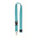 Lanyard with removable buckle and safety lock turquoise colour second view