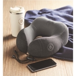 Travel pillow with neck support & adjustable pouch dark grey colour main ambient view