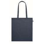 Organic tote bag in various colours, long handles, 180 g/m2 blue colour second view