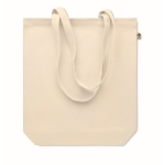 Sturdy organic canvas bag, bottom gusset, 270 g/m2 beige colour third view