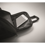 Shoulder bag that can be worn on the back, 600D RPET polyester black colour third photographic view