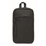 Shoulder bag that can be worn on the back, 600D RPET polyester black colour fourth view