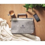 Recycled felt crossbody laptop bag, 15” grey colour second ambient view 2