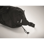 Sporty belt bag made of 600D RPET polyester black colour photographic view