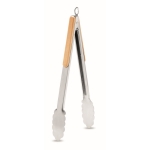 Stainless steel barbecue tongs with bamboo handles for summer wood colour