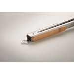 Stainless steel barbecue tongs with bamboo handles for summer wood colour third photographic view