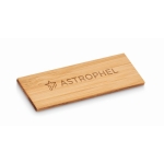 Bamboo name tag with safety pin wood colour main view