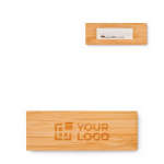 Bamboo name tag with safety pin view with print area