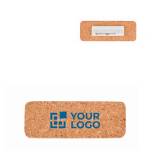 Cork name tag with safety pin view with print area