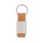 Rectangular, metal keyring with cork strip beige colour second view