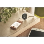 Rectangular, metal keyring with cork strip beige colour main ambient view