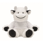 Cuddly plush toy cow with hoodie white colour third view