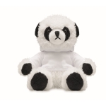 Stuffed toy panda bear with hooded shirt for your promotions white colour third view