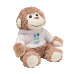 Plush toy monkey with a white hoodie, for events white colour view with print area