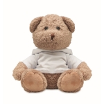 Plush teddy bear with hoodie white colour third view