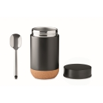 Food container, stainless steel with spoon & cork base, 400 ml black colour second view