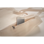 Recycled shopping bag with inner pocket, 140 g/m2 beige colour third photographic view