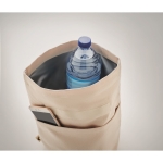 High quality, roll top cooler bag made from recycled cotton beige colour fourth photographic view