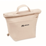 High quality, roll top cooler bag made from recycled cotton beige colour main view