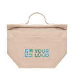 High quality, roll top cooler bag made from recycled cotton view with print area