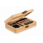 Set of 13 tools in a bamboo case wood colour