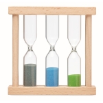 Hourglass with 3 time displays in 1, 3 and 5 minutes, kitchen wood colour fourth view