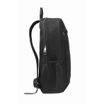 Laptop backpack, washed canvas, 15”, 340 g/m2 black colour fourth view