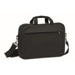 Laptop bag with shoulder strap, washed canvas, 15”, 340 g/m2 black colour