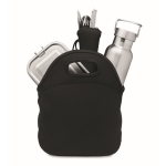 Set of bottle, lunch box, cutlery and carry bag for outdoors black colour second view