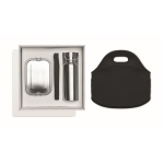 Set of bottle, lunch box, cutlery and carry bag for outdoors black colour fifth view