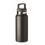 Large stainless steel thermos bottle, handle with clip, 970 ml black colour